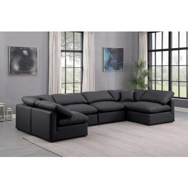 Indulge Vegan Leather 6 Piece Modular Sectional In Black