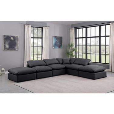 Indulge Vegan Leather 6 Piece Modular Sectional In Black