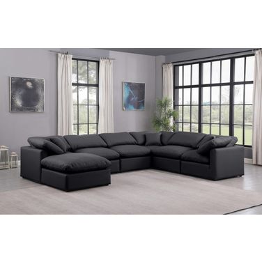 Indulge Vegan Leather 7 Piece Modular Sectional In Black