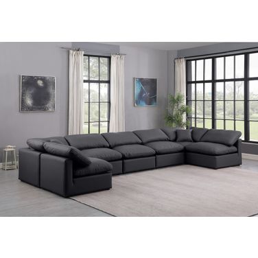 Indulge Vegan Leather 7 Piece Modular Sectional In Black