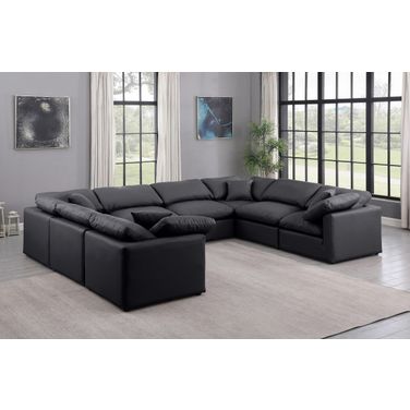 Indulge Vegan Leather 8 Piece Modular Sectional In Black