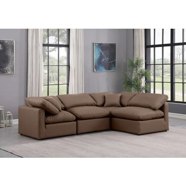 Indulge Vegan Leather 4 Piece Modular Sectional In Brown