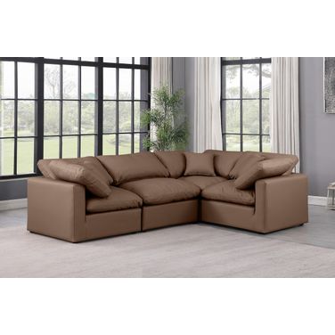 Indulge Vegan Leather 4 Piece Modular Sectional In Brown