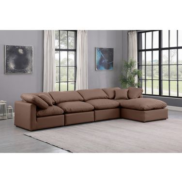 Indulge Vegan Leather 5 Piece Modular Sectional In Brown