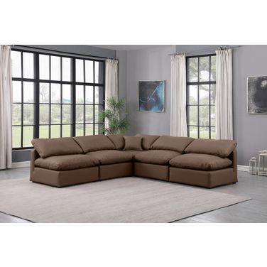 Indulge Vegan Leather 5 Piece Modular Sectional In Brown