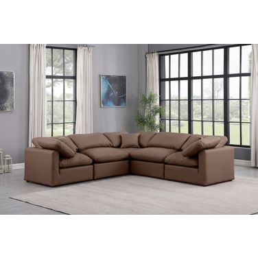 Indulge Vegan Leather 5 Piece Modular Sectional In Brown
