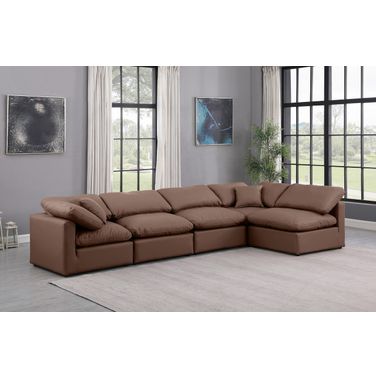 Indulge Vegan Leather 5 Piece Modular Sectional In Brown