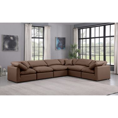 Indulge Vegan Leather 6 Piece Modular Sectional In Brown