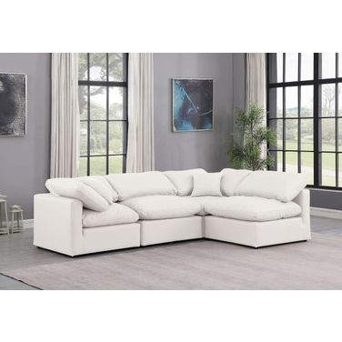 Indulge Vegan Leather 4 Piece Modular Sectional In Cream
