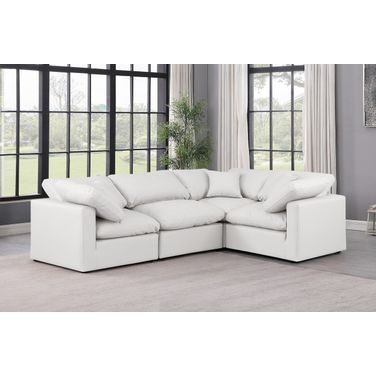 Indulge Vegan Leather 4 Piece Modular Sectional In Cream