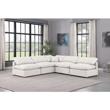 Indulge Vegan Leather 5 Piece Modular Sectional In Cream