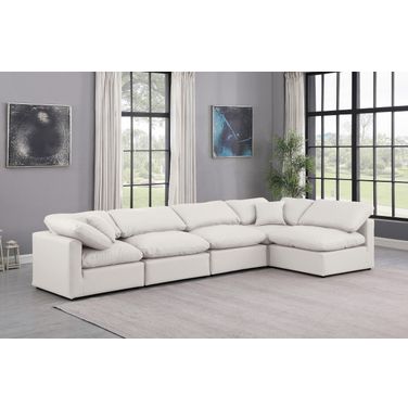 Indulge Vegan Leather 5 Piece Modular Sectional In Cream