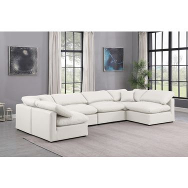 Indulge Vegan Leather 6 Piece Modular Sectional In Cream