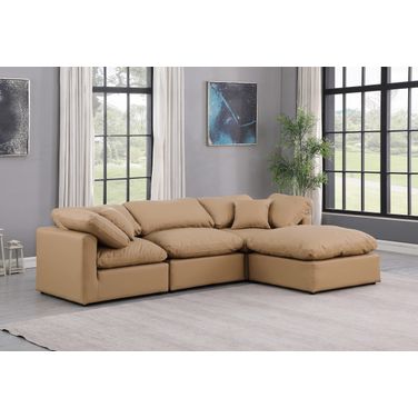 Indulge Vegan Leather 4 Piece Modular Sectional In Tan