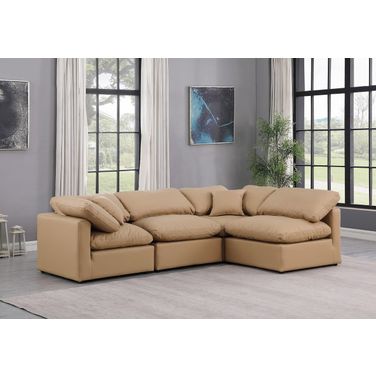 Indulge Vegan Leather 4 Piece Modular Sectional In Tan