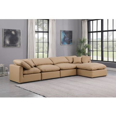 Indulge Vegan Leather 5 Piece Modular Sectional In Tan