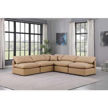 Indulge Vegan Leather 5 Piece Modular Sectional In Tan
