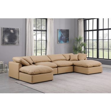 Indulge Vegan Leather 6 Piece Modular Sectional In Tan