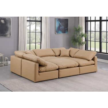 Indulge Vegan Leather 6 Piece Modular Sectional In Tan