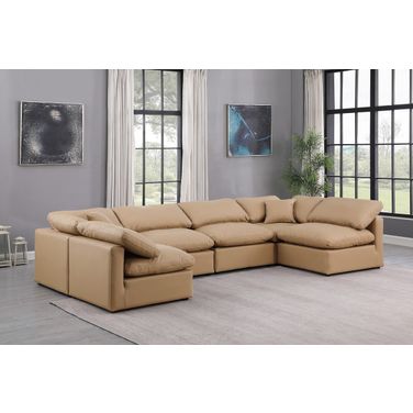 Indulge Vegan Leather 6 Piece Modular Sectional In Tan