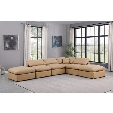 Indulge Vegan Leather 6 Piece Modular Sectional In Tan