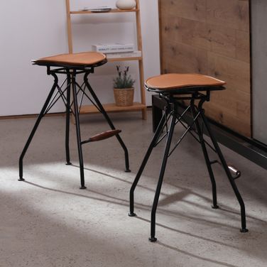 Industrial 24 Inch Metal Barstool Set of 2 In Matte Black