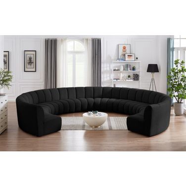 Infinity 10-Piece Boucle Fabric Modular Sectional In Black