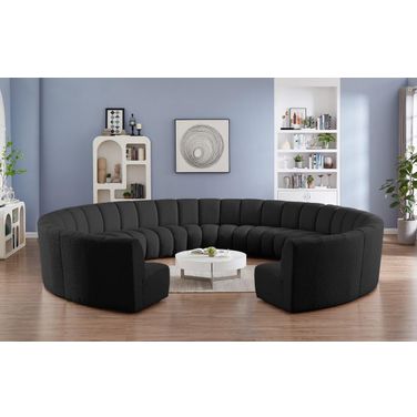 Infinity 11-Piece Boucle Fabric Modular Sectional In Black