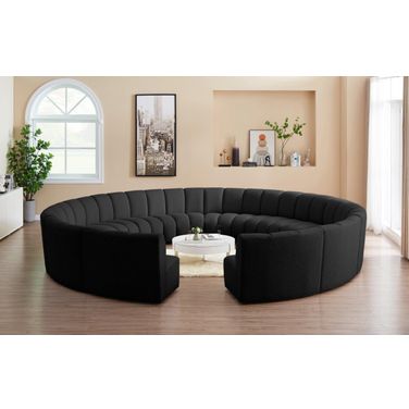 Infinity 12-Piece Boucle Fabric Modular Sectional In Black