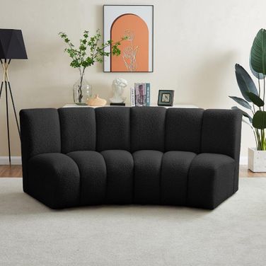 Infinity 2-Piece Boucle Fabric Modular Sectional In Black