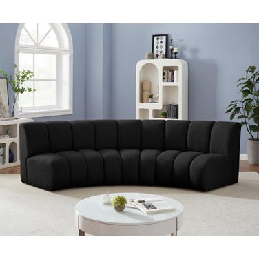 Infinity 3-Piece Boucle Fabric Modular Sectional In Black