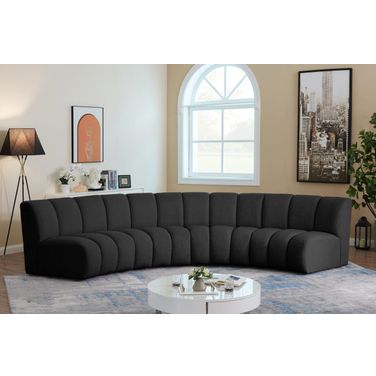 Infinity 4-Piece Boucle Fabric Modular Sectional In Black