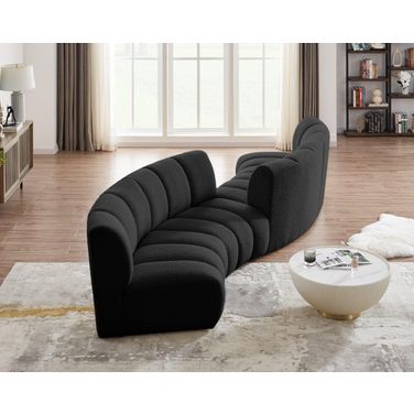Infinity 4-Piece Boucle Fabric Modular Sectional In Black