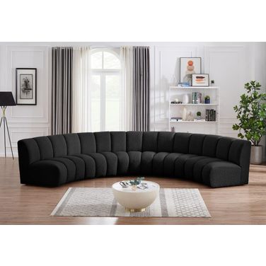 Infinity 5-Piece Boucle Fabric Modular Sectional In Black