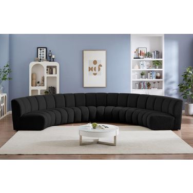 Infinity 6-Piece Boucle Fabric Modular Sectional In Black
