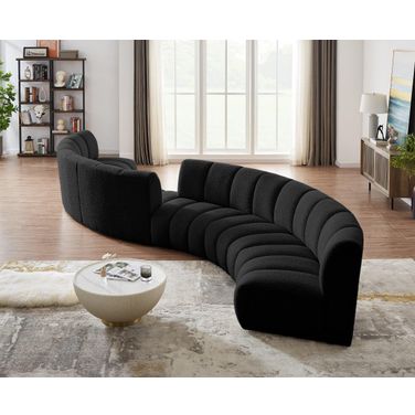 Infinity 6-Piece Boucle Fabric Modular Sectional In Black