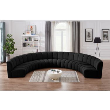 Infinity 7-Piece Boucle Fabric Modular Sectional In Black
