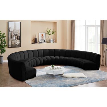 Infinity 8-Piece Boucle Fabric Modular Sectional In Black