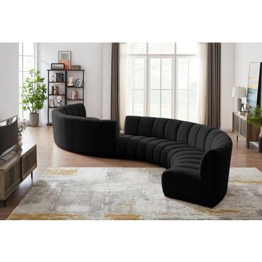 Infinity 8-Piece Boucle Fabric Modular Sectional In Black