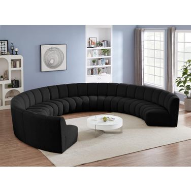 Infinity 9-Piece Boucle Fabric Modular Sectional In Black