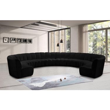 Infinity 10-Piece Velvet Modular Sectional In Black