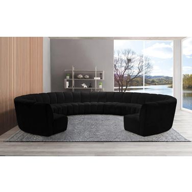 Infinity 11-Piece Velvet Modular Sectional In Black
