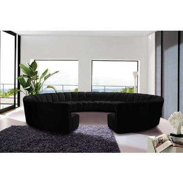 Infinity 12-Piece Velvet Modular Sectional In Black