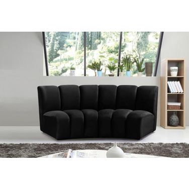 Infinity 2-Piece Velvet Modular Sectional In Black
