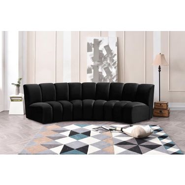 Infinity 3-Piece Velvet Modular Sectional In Black