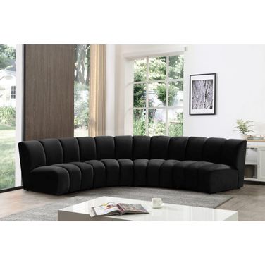 Infinity 4-Piece Velvet Modular Sectional In Black