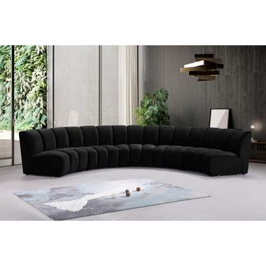 Infinity 5-Piece Velvet Modular Sectional In Black