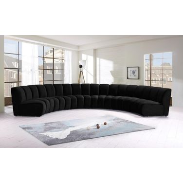 Infinity 6-Piece Velvet Modular Sectional In Black
