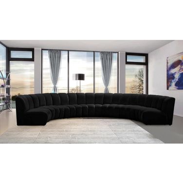 Infinity 7-Piece Velvet Modular Sectional In Black