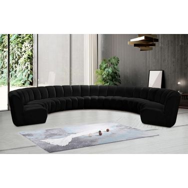 Infinity 9-Piece Velvet Modular Sectional In Black